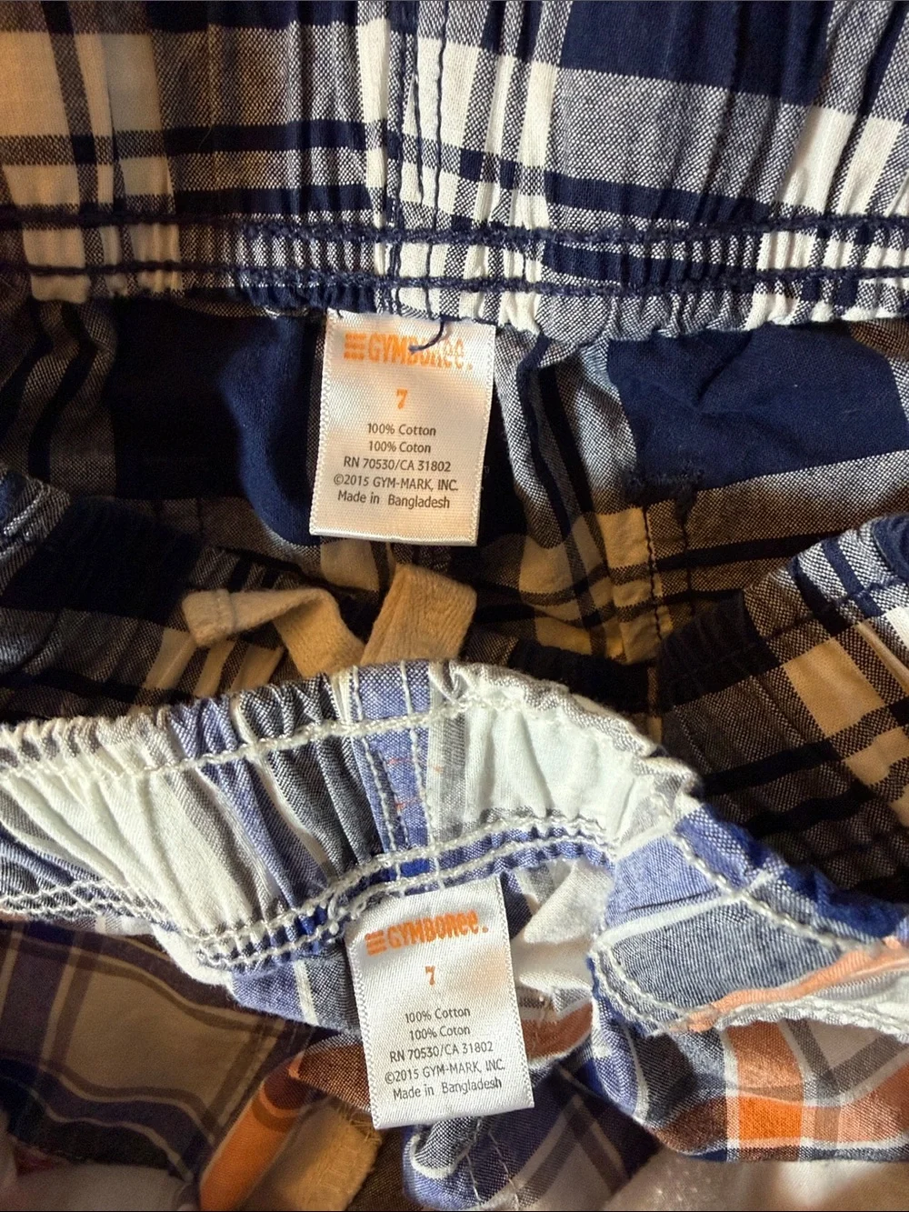 Gymboree Plaid Pull-On Shorts - Navy & Orange Plaid (2) pairs bundle 100% cotton